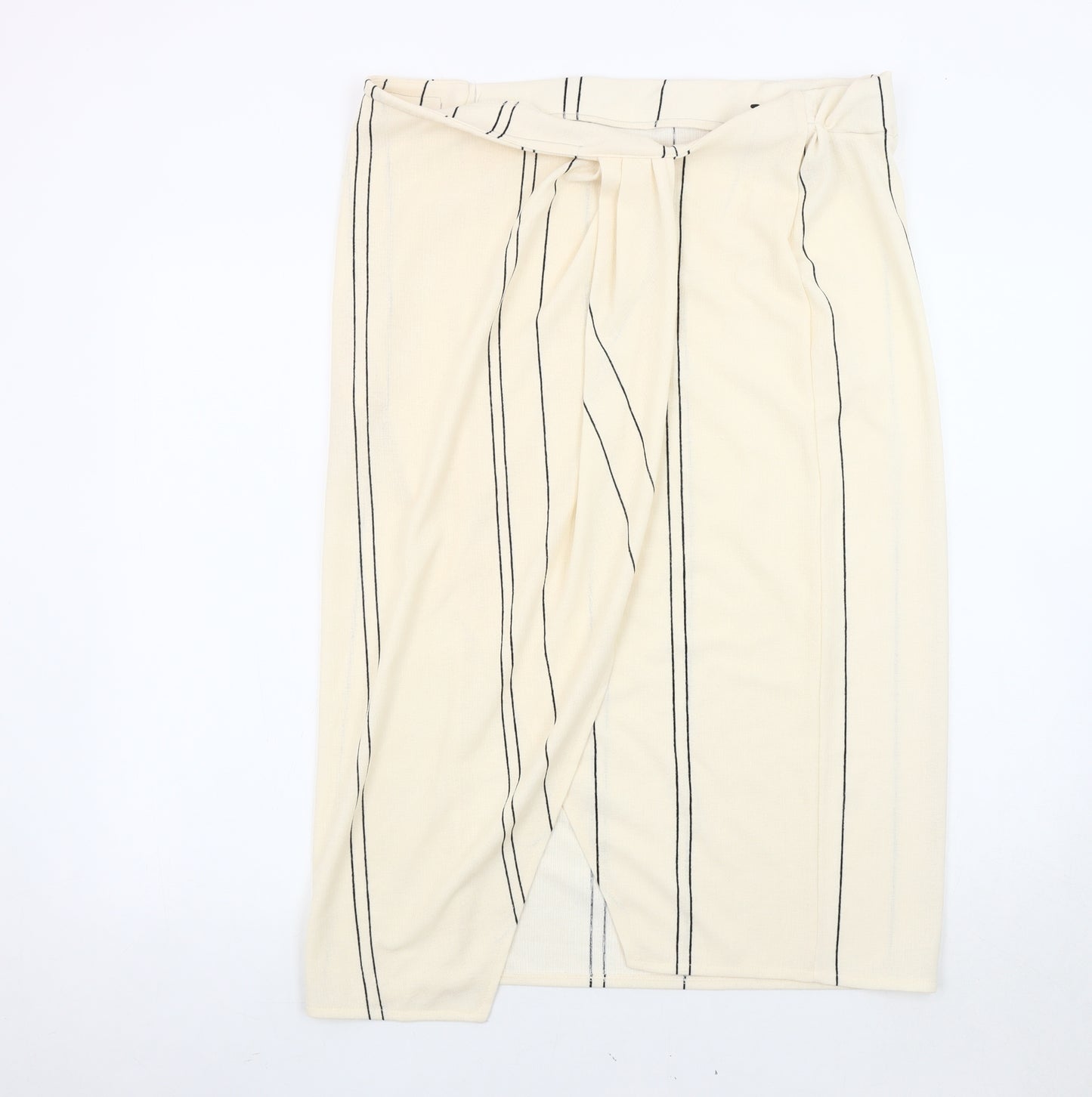 H&M Women's Ivory Striped Pencil Skirt Size 14