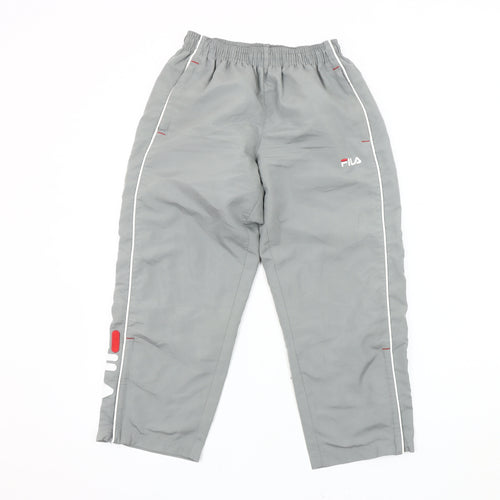 FILA Grey Unisex Track Pants S - Elastic Waist Gym Wear