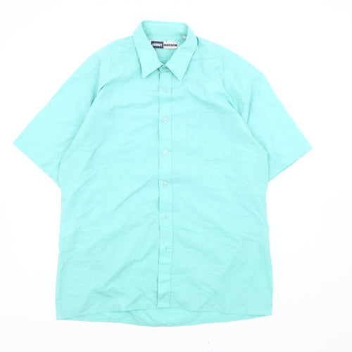 Harry Morgan Men's Blue Button-Up Shirt, L