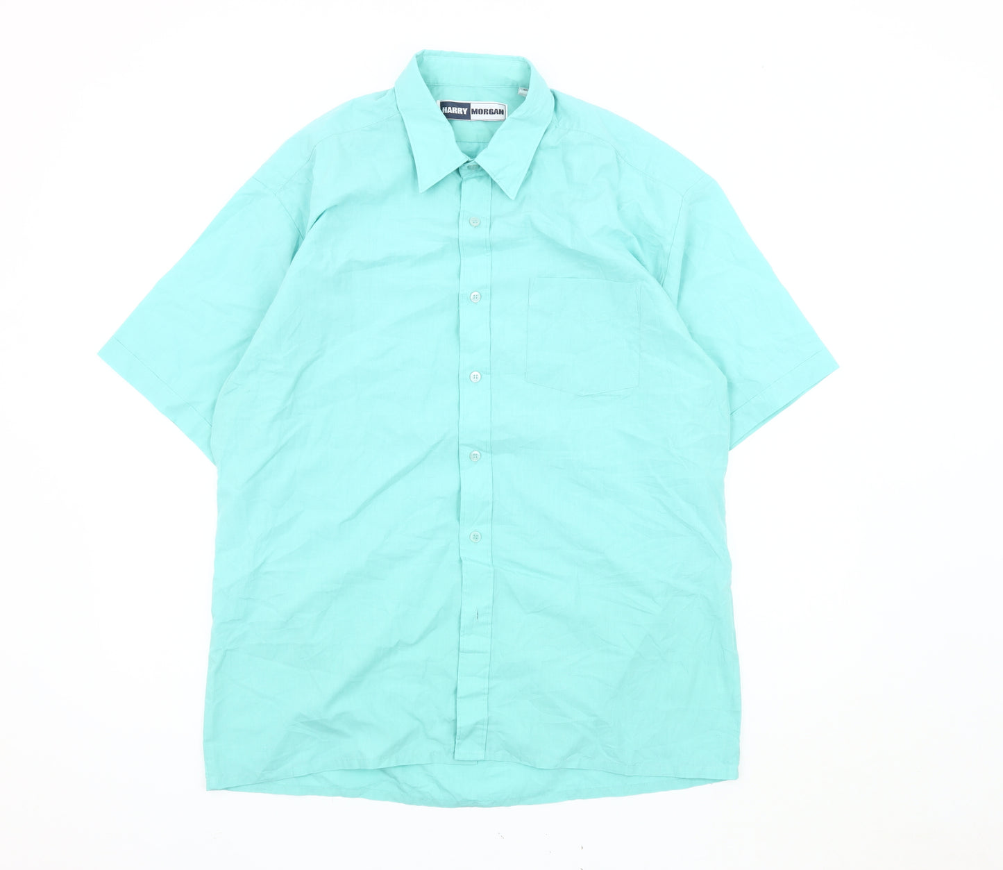 Harry Morgan Men's Blue Button-Up Shirt, L