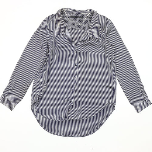 Zara Basic Women's Blue Striped Blouse, Size 12, Casual