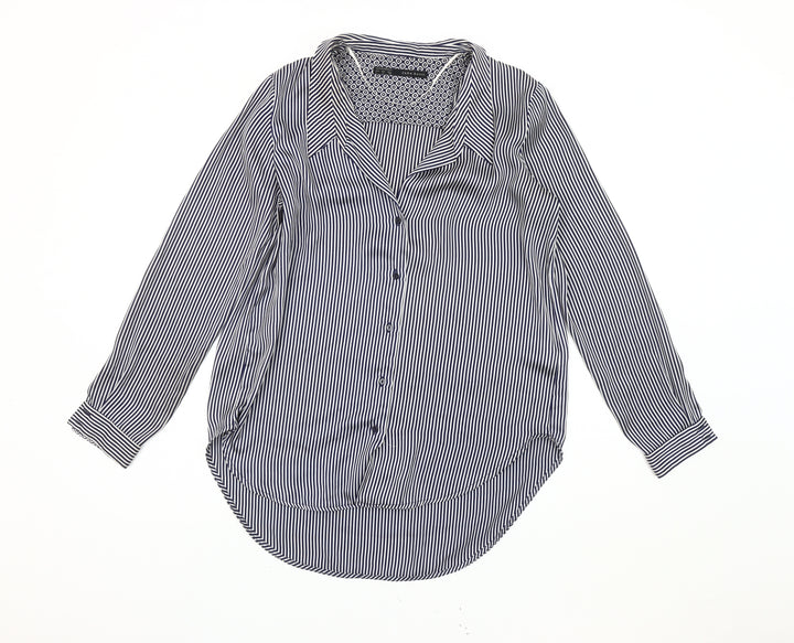 Zara Basic Women's Blue Striped Blouse, Size 12, Casual