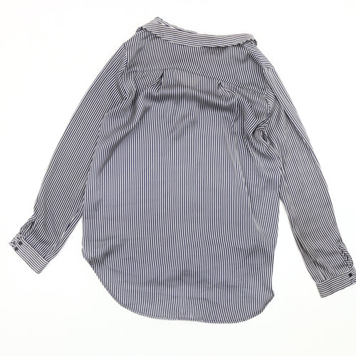 Zara Basic Women's Blue Striped Blouse, Size 12, Casual