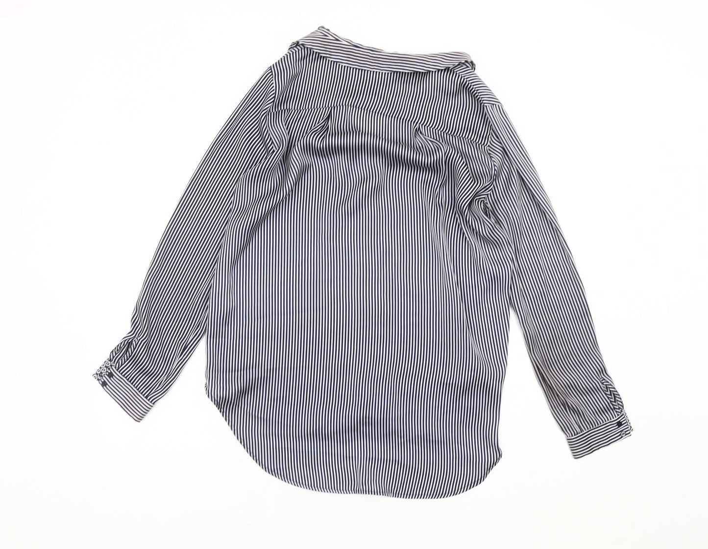 Zara Basic Women's Blue Striped Blouse, Size 12, Casual
