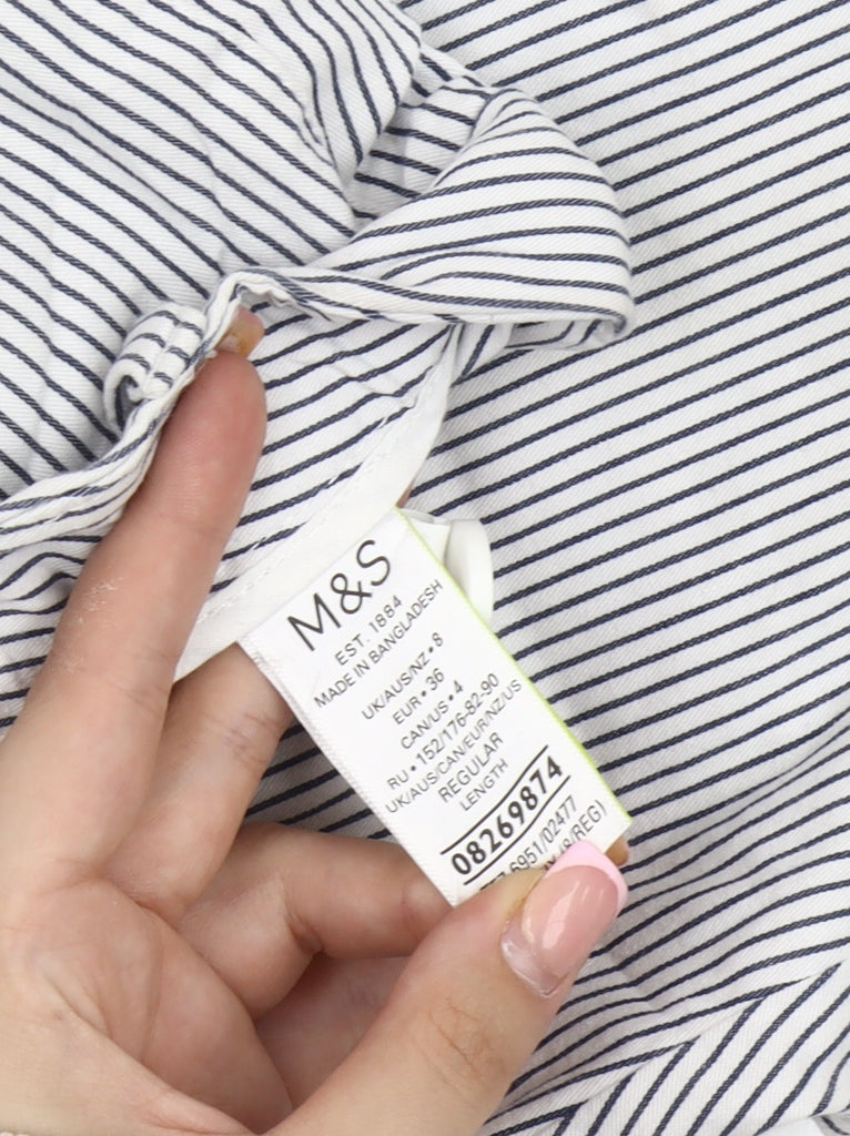 Marks and Spencer Women's Blue Striped Trousers, Size 8