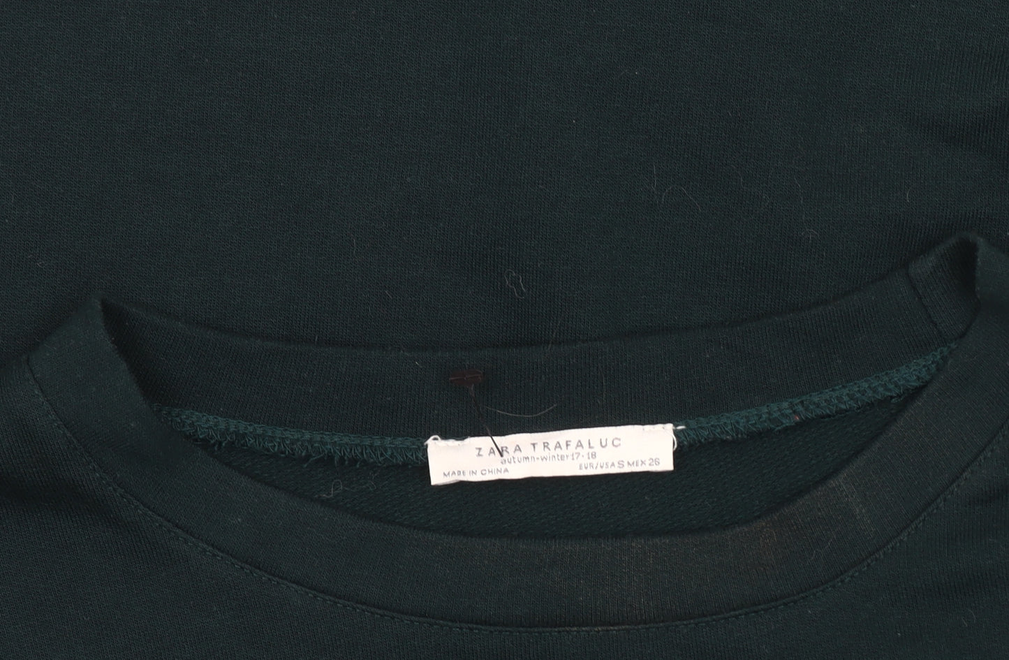 Zara Women Green Pullover Fur Trim Jumper Size 2XS