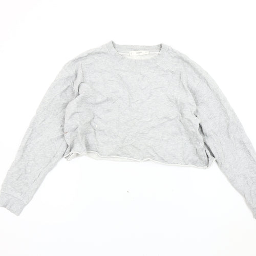 Mango Women's Grey Cotton Pullover Sweatshirt Size 14