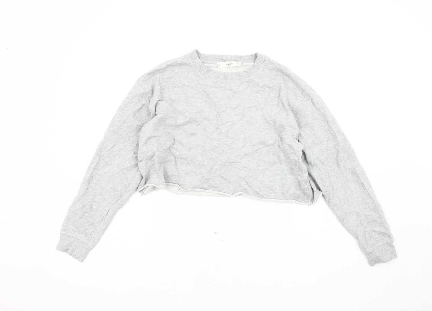Mango Women's Grey Cotton Pullover Sweatshirt Size 14