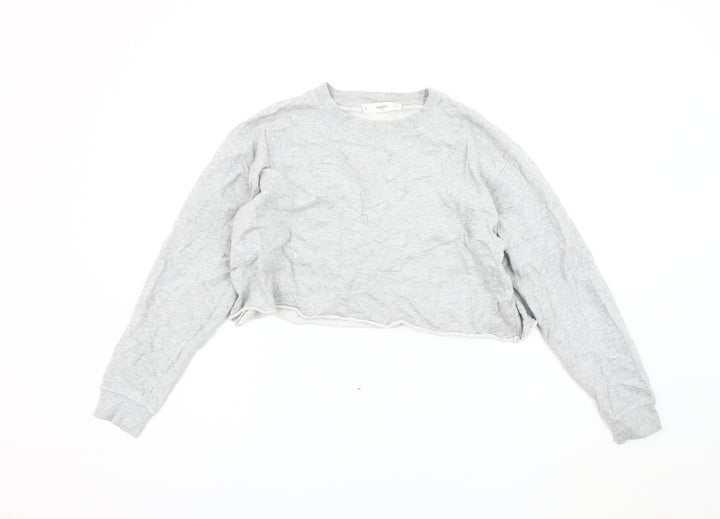 Mango Women's Grey Cotton Pullover Sweatshirt Size 14