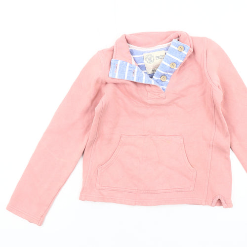 Fat Face Girls Pink Henley Sweatshirt 8 Years Button Accent