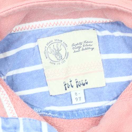 Fat Face Girls Pink Henley Sweatshirt 8 Years Button Accent
