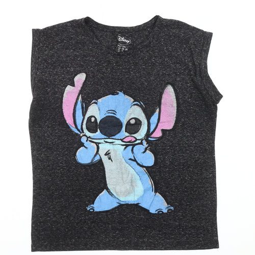 Disney Women’s Black Stitch T-Shirt, Size 14, Sleeveless