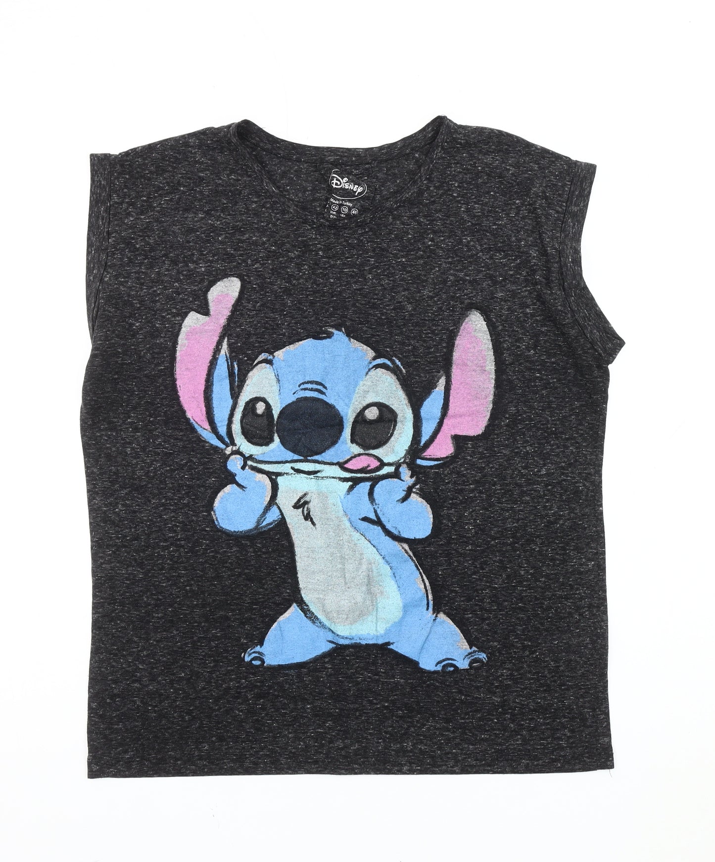 Disney Women’s Black Stitch T-Shirt, Size 14, Sleeveless