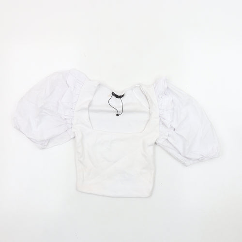 Zara Women's White Cropped Blouse - Size 10