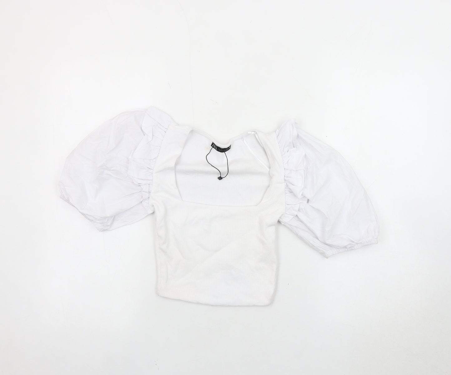 Zara Women's White Cropped Blouse - Size 10