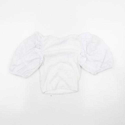 Zara Women's White Cropped Blouse - Size 10