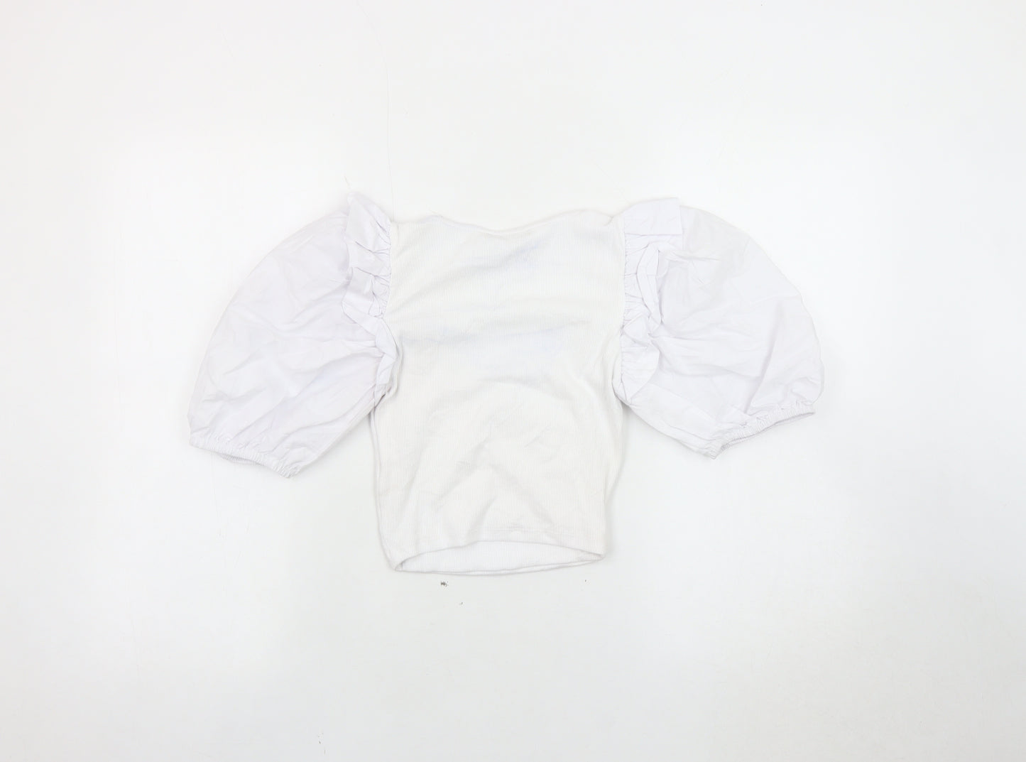 Zara Women's White Cropped Blouse - Size 10