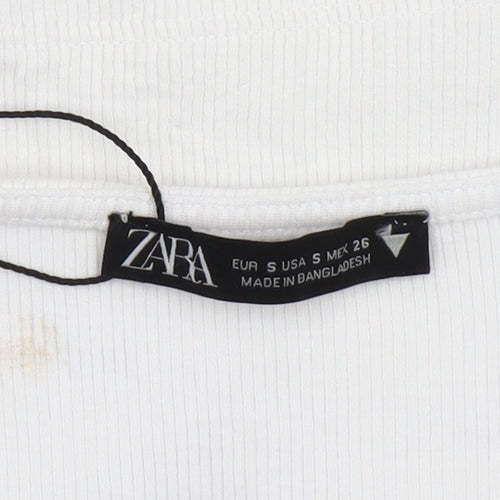 Zara Women's White Cropped Blouse - Size 10