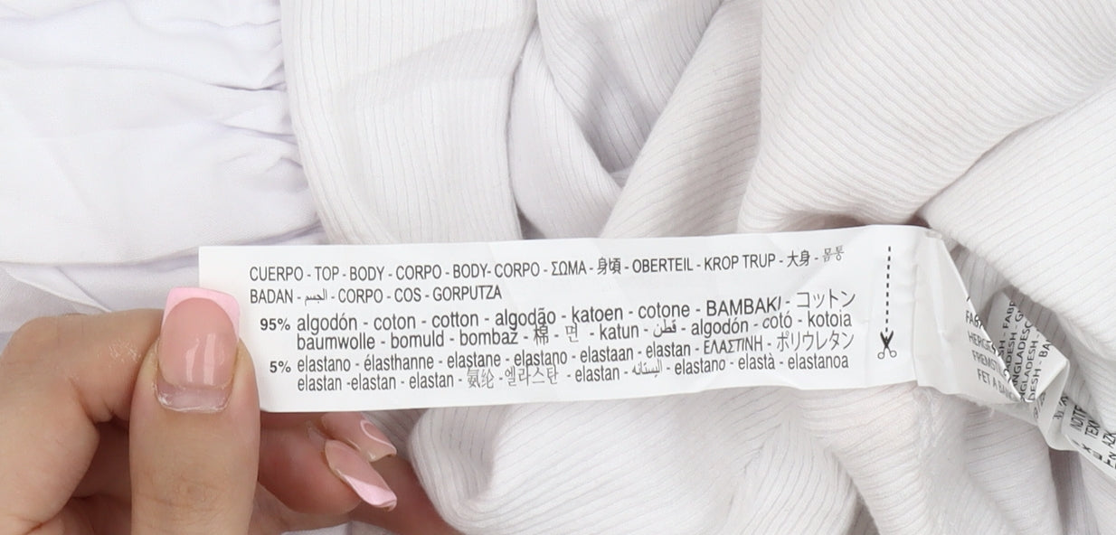 Zara Women's White Cropped Blouse - Size 10