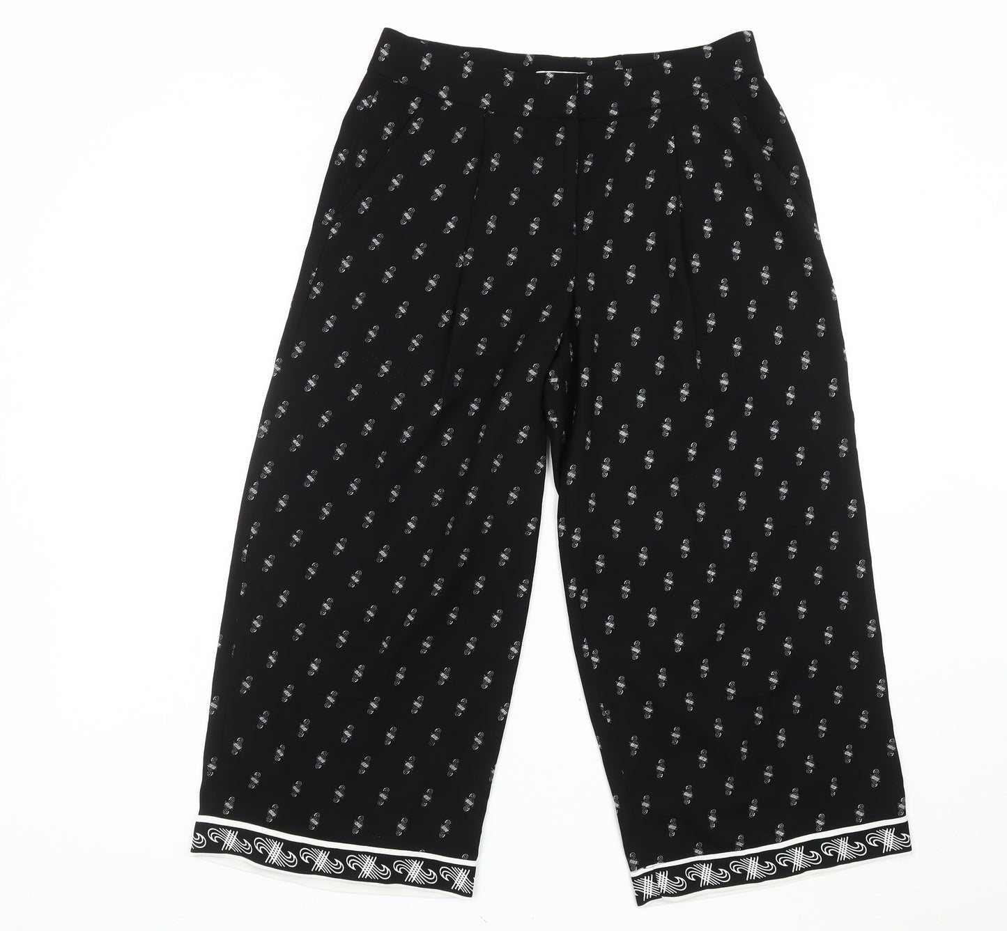 Great Plains Women’s Black Geometric Wide-Leg Trousers