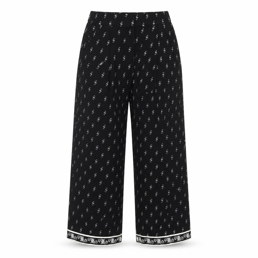 Great Plains Women’s Black Geometric Wide-Leg Trousers