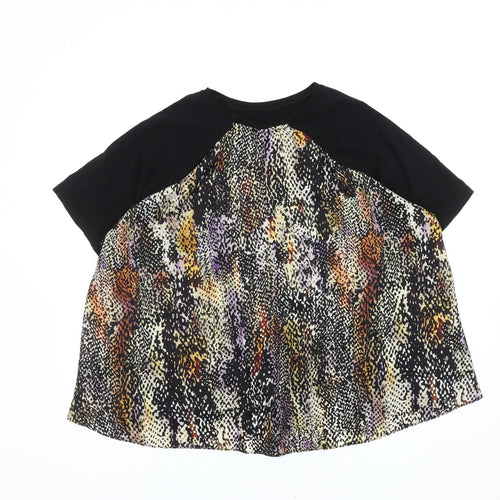 River Island Women's Black Animal Print T-Shirt Size 16
