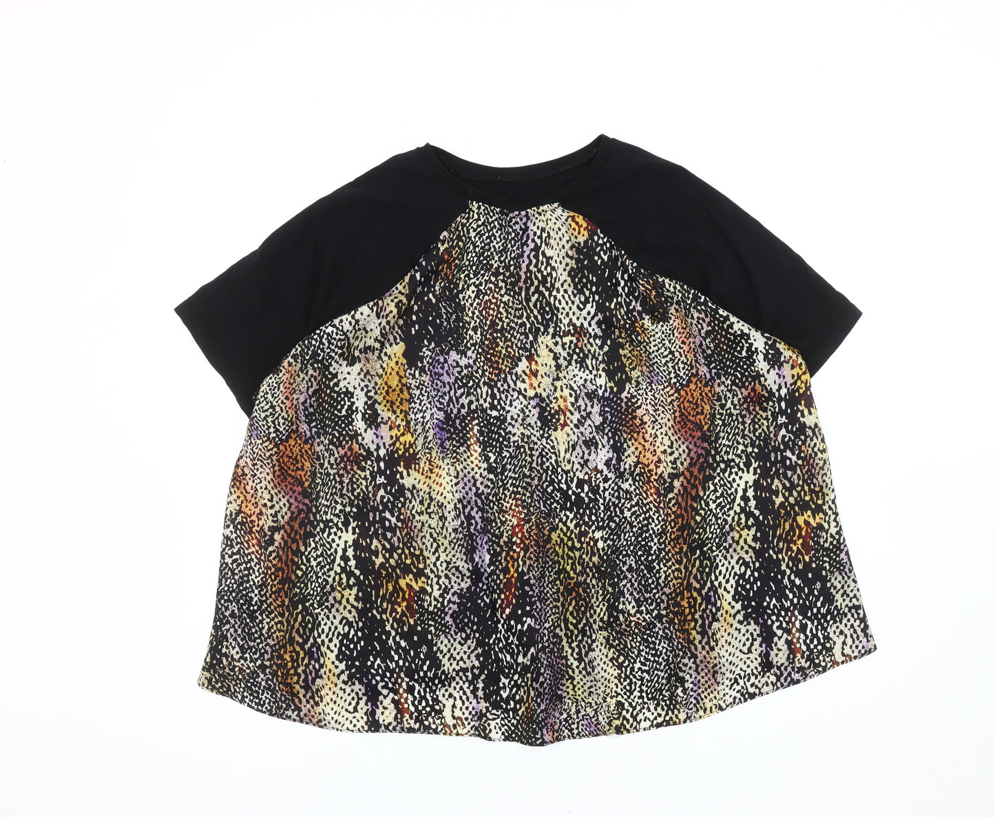 River Island Women's Black Animal Print T-Shirt Size 16