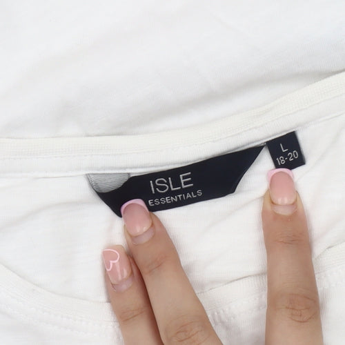 ISLE Essentials Women's White L Floral T-Shirt