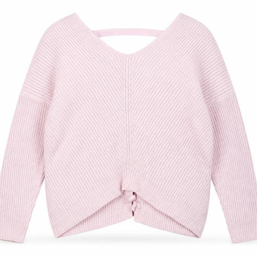 New Look Women's Pink Chunky Knit V-Neck Jumper L
