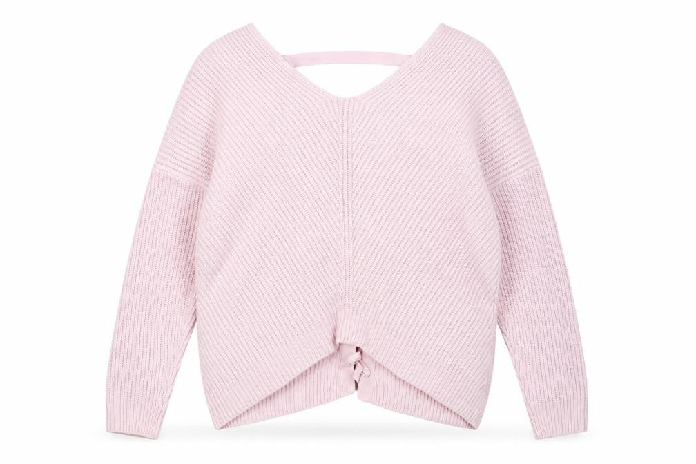 New Look Women's Pink Chunky Knit V-Neck Jumper L