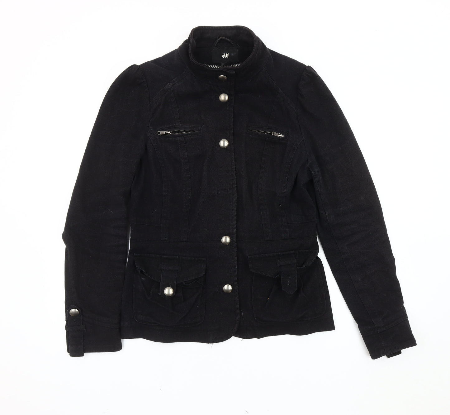 H&M Women's Black Military Jacket Size 12