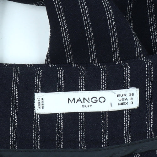 Mango Women's Black Striped Wide-Leg Trousers Size 8