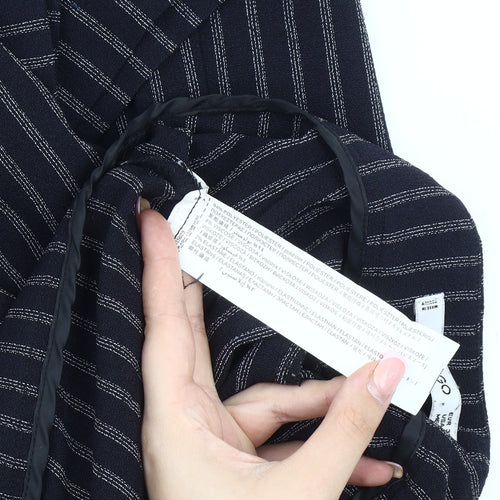 Mango Women's Black Striped Wide-Leg Trousers Size 8