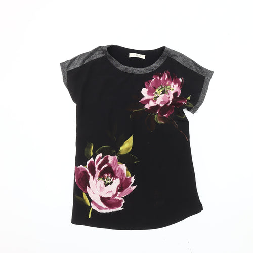 Oasis Women's Black Floral XS Short Sleeve Top