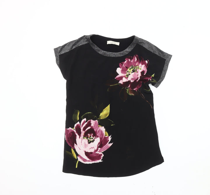 Oasis Women's Black Floral XS Short Sleeve Top