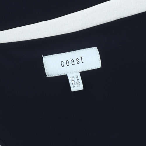 Coast Women's Black Tunic Blouse, Size 12, V-Neck