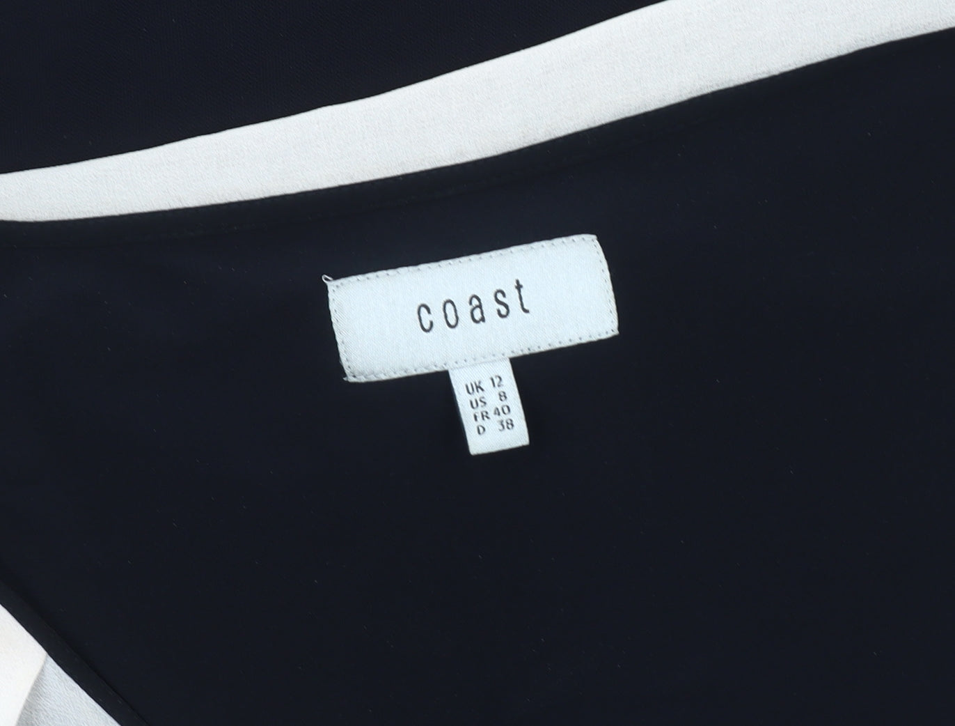 Coast Women's Black Tunic Blouse, Size 12, V-Neck