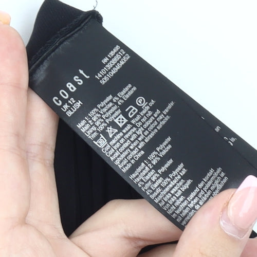 Coast Women's Black Tunic Blouse, Size 12, V-Neck