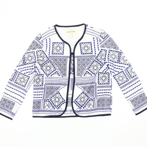 River Island Women’s White Geometric Blazer, Size 6