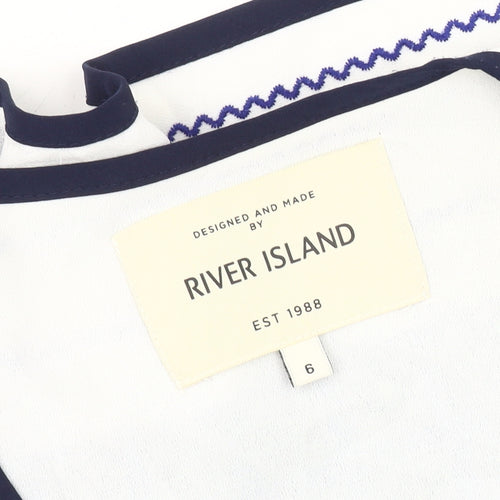 River Island Women’s White Geometric Blazer, Size 6