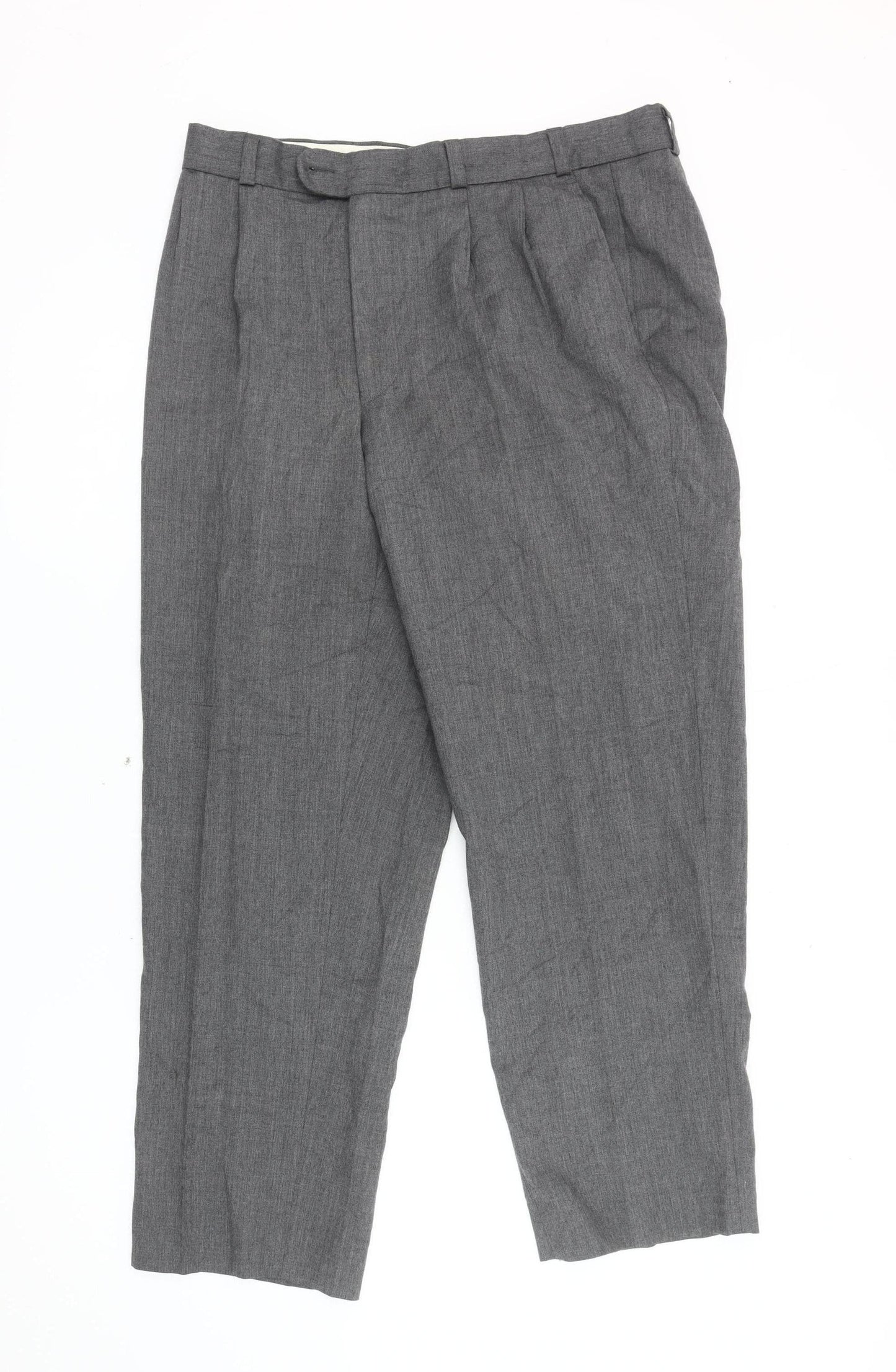 Canda Men's Grey Trousers, Size 34, Classic Fit