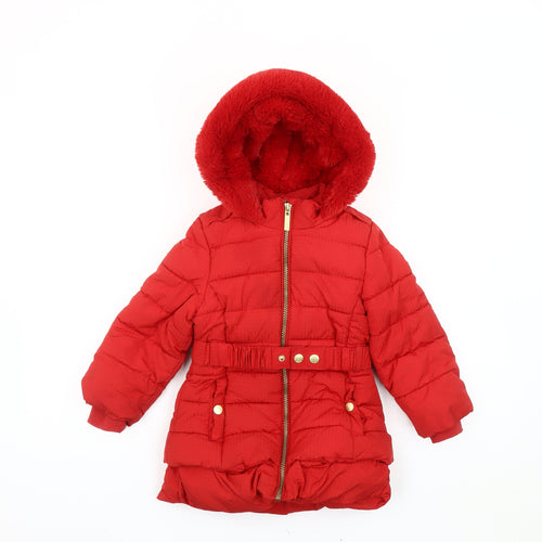 Maine New England Girls Red Puffer Jacket 3-4 Years