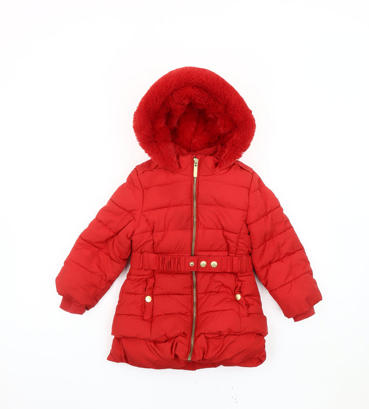 Maine New England Girls Red Puffer Jacket 3-4 Years