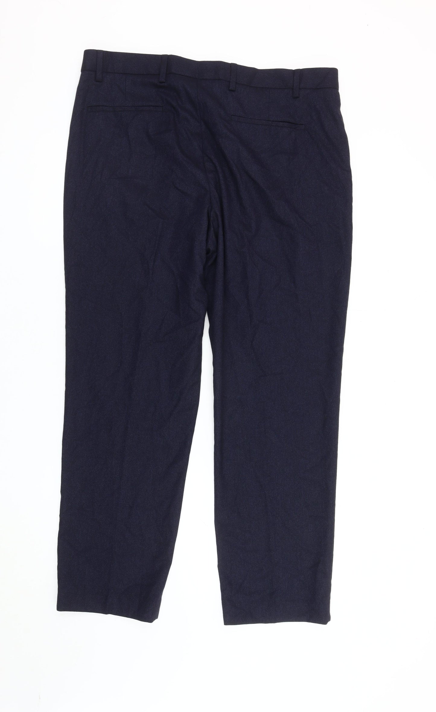 Marks and Spencer Men's Blue Regular Fit Trousers