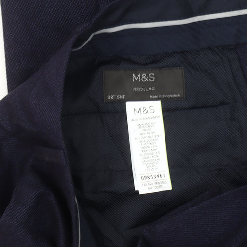 Marks and Spencer Men's Blue Regular Fit Trousers