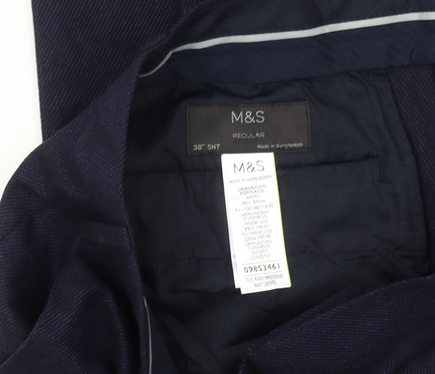 Marks and Spencer Men's Blue Regular Fit Trousers