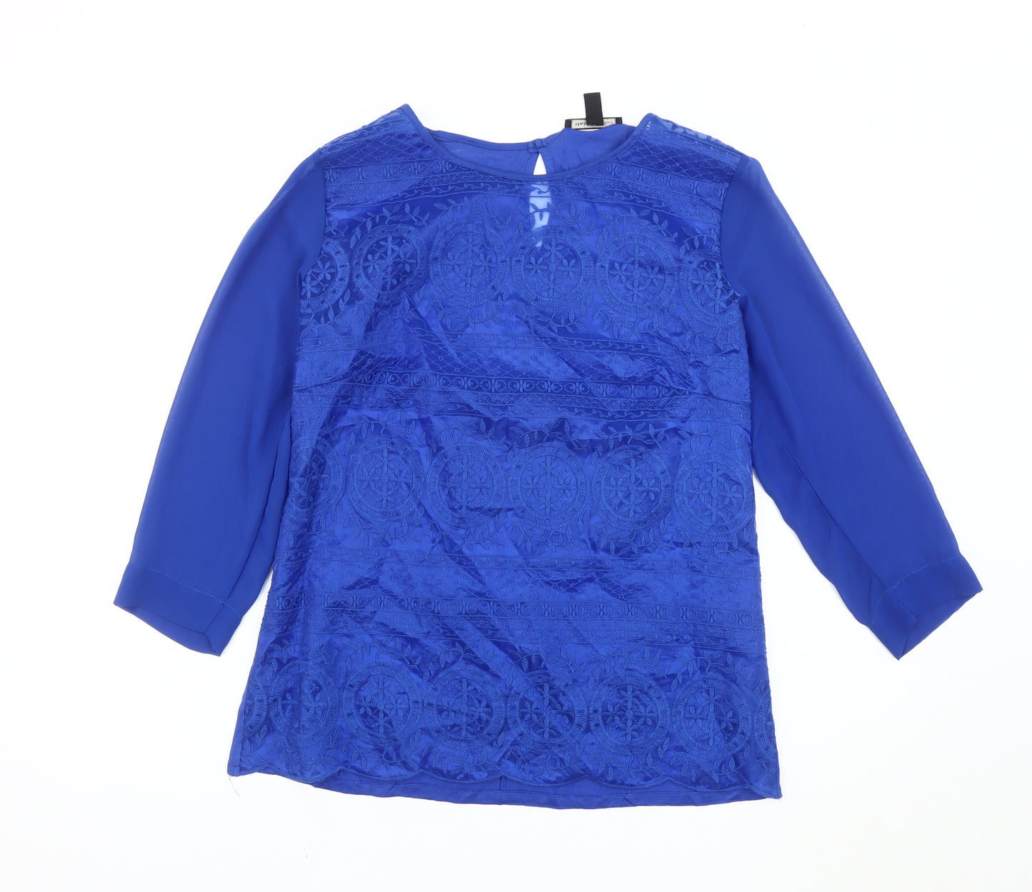 Mango Women Blue 3/4 Sleeve Blouse Size M