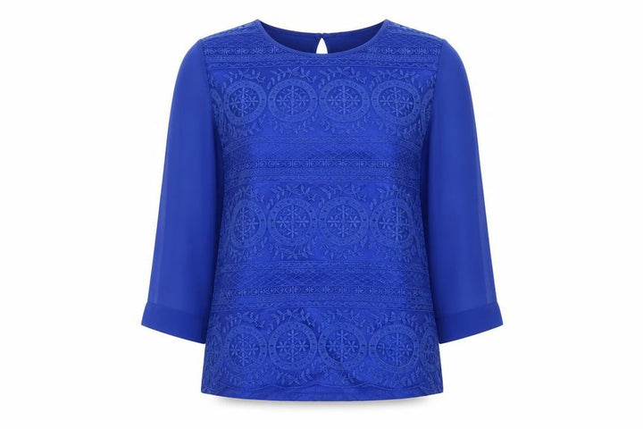 Mango Women Blue 3/4 Sleeve Blouse Size M