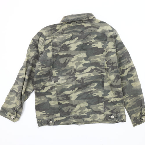 Boohoo Women's Green Camouflage Biker Jacket Size 12