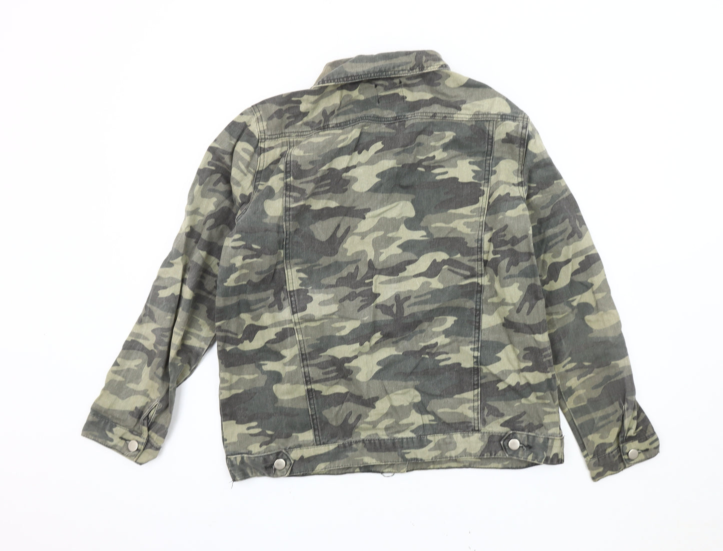 Boohoo Women's Green Camouflage Biker Jacket Size 12